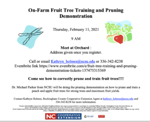 Cover photo for Rescheduled  On-Farm Fruit Tree Pruning and Training Demonstration