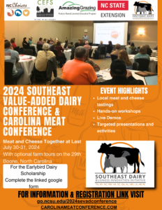 Cover photo for 2024 Southeast Value-Added Dairy Conference & Carolina Meat Conference Reminder