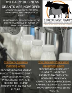 Cover photo for Southeast Dairy Business Innovation Initiative Has TWO Grants Now Open!